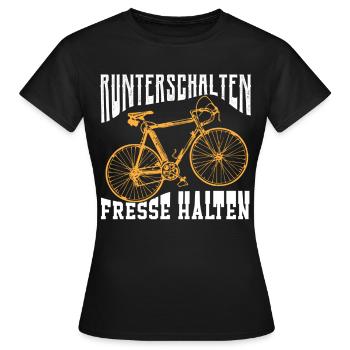 Runterschalten Fresse Halten - Frauen T-Shirt - Schwarz - Vorne - AI Model Female 172 dark (172cm)