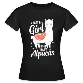 Just A Girl Who Loves Alpacas Funny Alpaca Lama - Women's T-Shirt - black - Front - AI Model Female 172 dark (172cm)