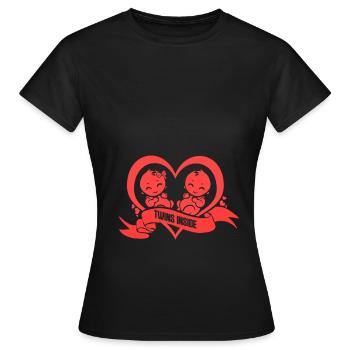 Twins Inside Grossesse Twins Enceinte - T-shirt Femme - noir - Devant - AI Model Female 172 dark (172cm)