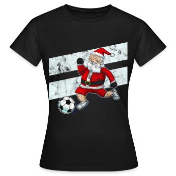 Fusball Père Noël Footballeur Noël tempête - T-shirt Femme - noir - Devant - AI Model Female 172 dark (172cm)