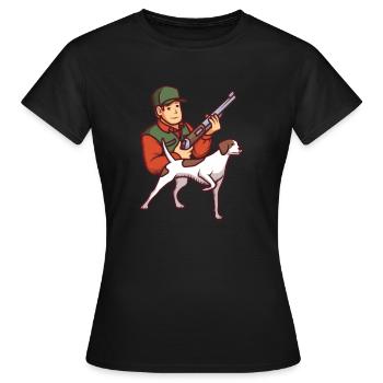 Jagd Jäger Jagdhund Hund Flinte Geschenk - Frauen T-Shirt - Schwarz - Vorne - AI Model Female 172 dark (172cm)