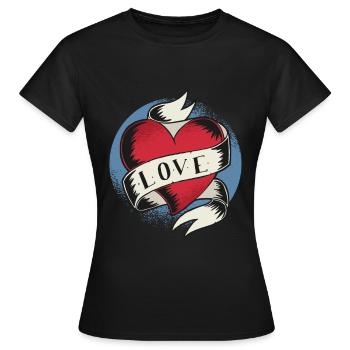 Coeur d'amour de tatouage - T-shirt Femme - noir - Devant - AI Model Female 172 dark (172cm)