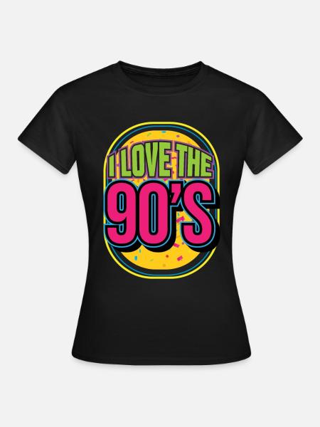 90. Uwielbiam imprezę prezentową z lat 90 - T-shirt dam - svart