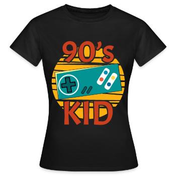 90s KID - Gamer - Frauen T-Shirt - Schwarz - Vorne - AI Model Female 172 dark (172cm)