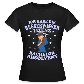 Bachelor Absolvent Besserwisser Lizenz - Frauen T-Shirt - Schwarz - Vorne - AI Model Female 172 dark (172cm)