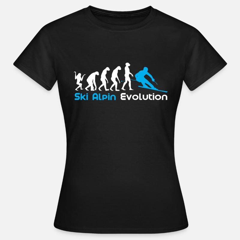 Ski Alpin Evolution - Frauen T-Shirt - Schwarz