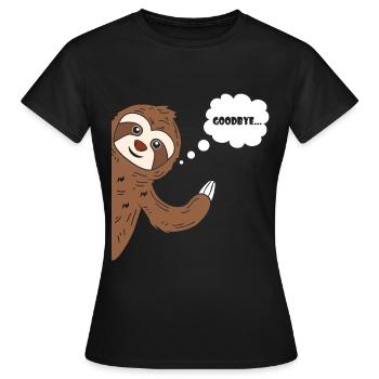 Goodbye Sloth Faultier Winken Tschau Tschüss - Frauen T-Shirt - Schwarz - Vorne - AI Model Female 172 dark (172cm)