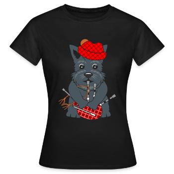 Bagpipe Scottish Terrier Dudelsack Schotte - Frauen T-Shirt - Schwarz - Vorne - AI Model Female 172 dark (172cm)