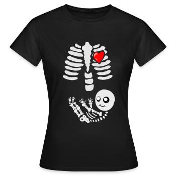Schwangerschaft Baby ist unterwegs Skelett Design - Frauen T-Shirt - Schwarz - Vorne - AI Model Female 172 dark (172cm)