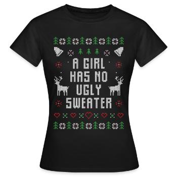 Girl Ugly Christmas Christmas Present - Women's T-Shirt - black - Front - AI Model Female 172 dark (172cm)
