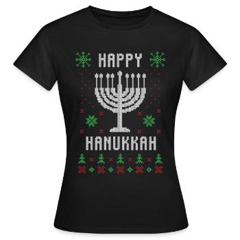Happy hanukkah ugly christmas - Frauen T-Shirt - Schwarz - Vorne - AI Model Female 172 dark (172cm)