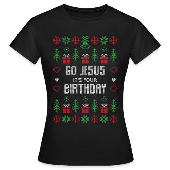 chandail de Noël laid de Jésus - T-shirt Femme - noir - Devant - AI Model Female 172 dark (172cm)