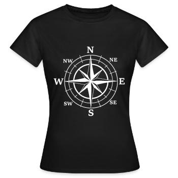 Nautik Windrose Kompass Seemann Seefahrt - Frauen T-Shirt - Schwarz - Vorne - AI Model Female 172 dark (172cm)