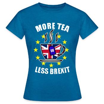 Brexit Britische Flagge Tee EU Großbritannien - Frauen T-Shirt - Antikblaues Saphir meliert - Vorne - AI Model Female 172 dark (172cm)