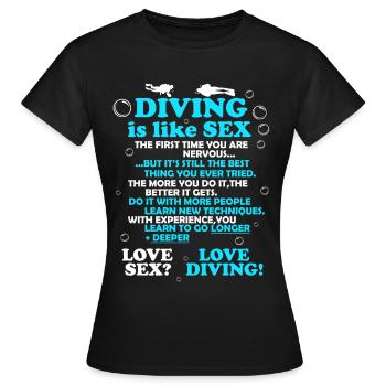 Diving Sex Diving Snorkeling Love - Women's T-Shirt - black - Front - AI Model Female 172 dark (172cm)