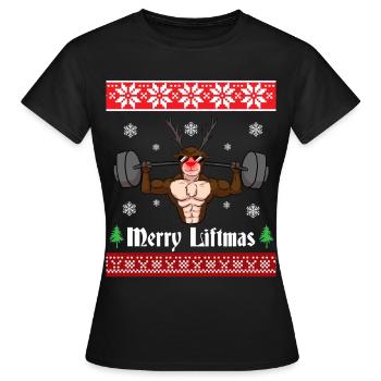 Joyeux Liftmas Rendeer - T-shirt Femme - noir - Devant - AI Model Female 172 dark (172cm)