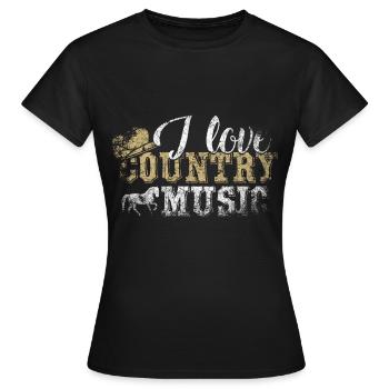 I Love Country Music Western Countrymusic Cowboy - T-shirt Femme - noir - Devant - AI Model Female 172 dark (172cm)