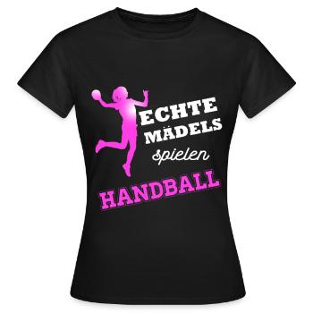 Handball echte Mädels Sprungwurf Handballer pink - Frauen T-Shirt - Schwarz - Vorne - AI Model Female 172 dark (172cm)