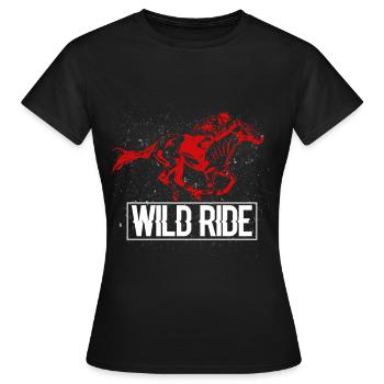 Rotes Rennpferd das galoppiert - Frauen T-Shirt - Schwarz - Vorne - AI Model Female 172 dark (172cm)
