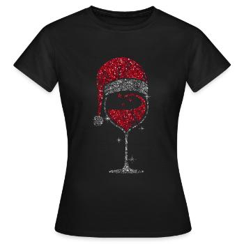 Verre à vin noël verre à vin vin noël - T-shirt Femme - noir - Devant - AI Model Female 172 dark (172cm)