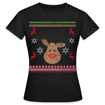 Noël renne Noël moche - T-shirt Femme - noir - Devant - AI Model Female 172 dark (172cm)