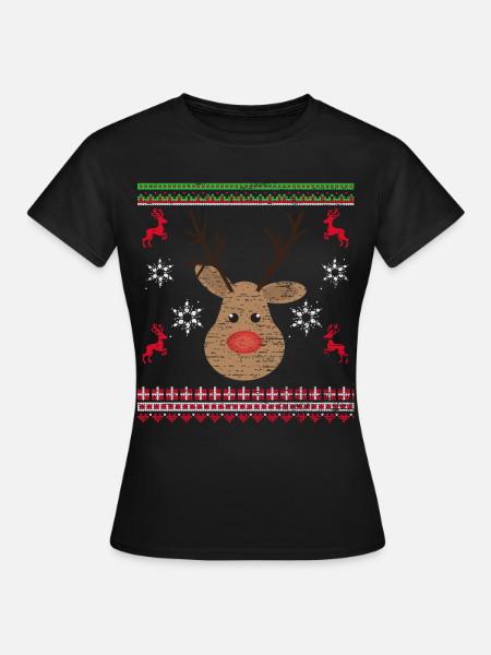 Noël renne Noël moche - T-shirt Femme - noir