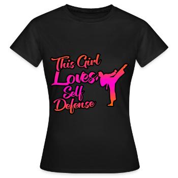 This girl loves self-defense - Women's T-Shirt - black - Front - AI Model Female 172 dark (172cm)