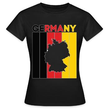 Drapeau et frontière nationale de l'Allemagne - T-shirt Femme - noir - Devant - AI Model Female 172 dark (172cm)