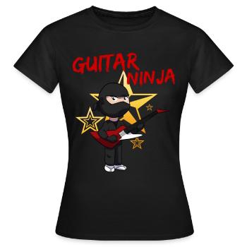 Ninja guitar guitar player guitar boy guitar - T-shirt Femme - noir - Devant - AI Model Female 172 dark (172cm)
