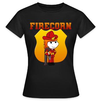 Licorne pompier pompière pompier femme - T-shirt Femme - noir - Devant - AI Model Female 172 dark (172cm)