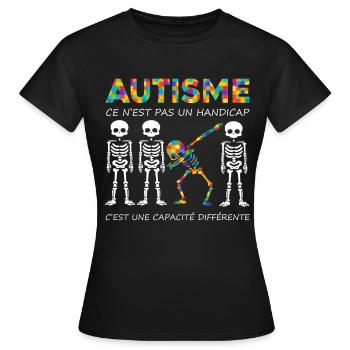 Autisme - T-shirt Femme - noir - Devant - AI Model Female 172 dark (172cm)