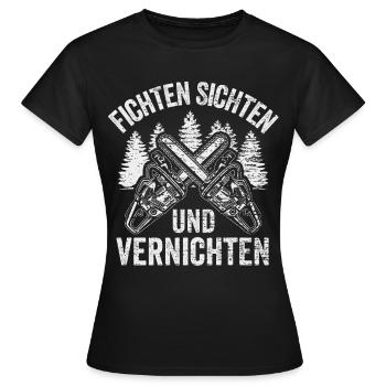 Wald Fichten Forst Natur Kettensäge Holz - Frauen T-Shirt - Schwarz - Vorne - AI Model Female 172 dark (172cm)