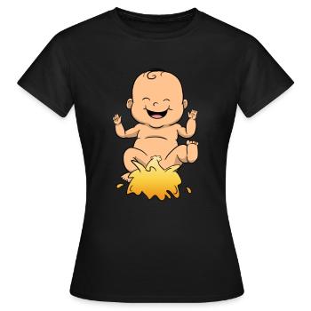 Baby Pee Pinkeln Pissen Lustig - Frauen T-Shirt - Schwarz - Vorne - AI Model Female 172 dark (172cm)
