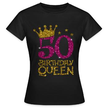 50 Birthday Queen Bday - Frauen T-Shirt - Schwarz - Vorne - AI Model Female 172 dark (172cm)