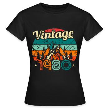 Vintage 1980 Retro 80s Birthday Bday - T-shirt Femme - noir - Devant - AI Model Female 172 dark (172cm)