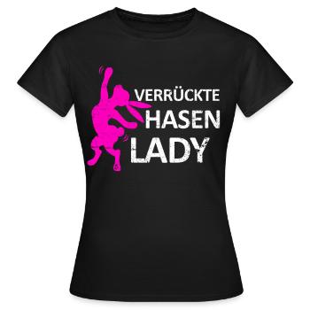 Kaninhop Hasen Hase Kaninchen - Frauen T-Shirt - Schwarz - Vorne - AI Model Female 172 dark (172cm)