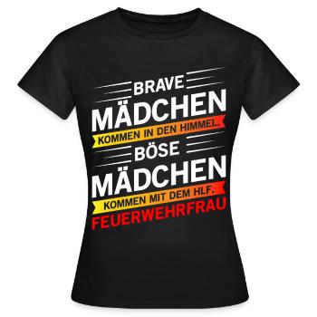 Damen Feuerwehrfrau FFw Feuerwehr Geschenk Women - Frauen T-Shirt - Schwarz - Vorne - AI Model Female 172 dark (172cm)