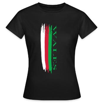 wales skizzierte Landesfarben - Frauen T-Shirt - Schwarz - Vorne - AI Model Female 172 dark (172cm)