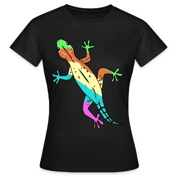 Eidechse Gecko Zoologie Wildtiere Lurch Amphibie - Frauen T-Shirt - Schwarz - Vorne - AI Model Female 172 dark (172cm)