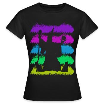 Zauberei Silhuette mit Retro Farben - Frauen T-Shirt - Schwarz - Vorne - AI Model Female 172 dark (172cm)