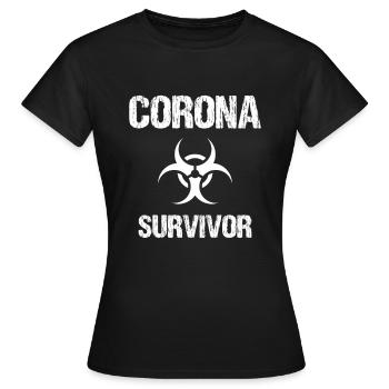 Corona Survivor Virus Grippe Sarkasmus - Frauen T-Shirt - Schwarz - Vorne - AI Model Female 172 dark (172cm)