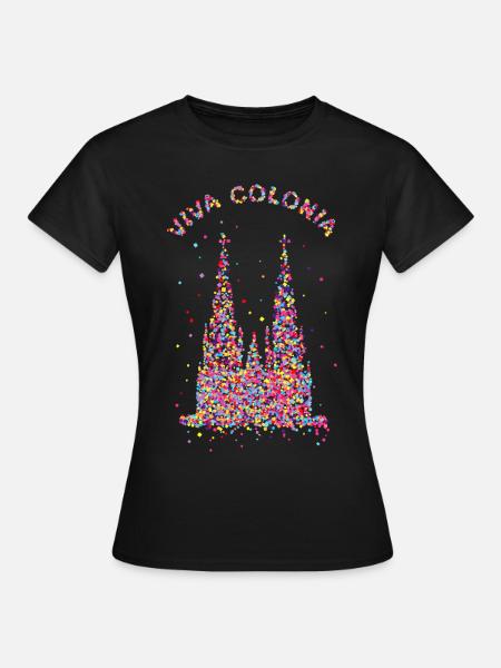 Viva Colonia, Kölner Dom, Konfetti, Facching - Frauen T-Shirt - Schwarz
