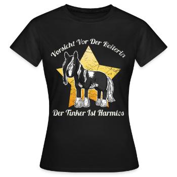 Irish Tinker Pferd Gypsy Cop - Frauen T-Shirt - Schwarz - Vorne - AI Model Female 172 dark (172cm)