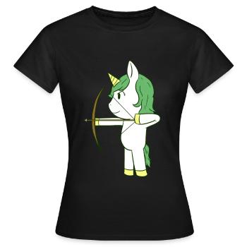 Arc de flèche de licorne de tir à l'arc - T-shirt Femme - noir - Devant - AI Model Female 172 dark (172cm)