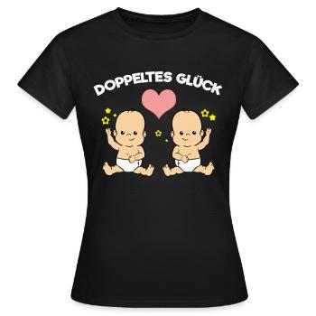 Doppeltes Glück Babys Zwillinge Schwanger - Frauen T-Shirt - Schwarz - Vorne - AI Model Female 172 dark (172cm)
