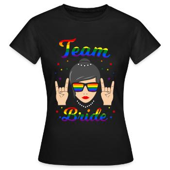 Team Bride LGBT Lesbe JGA Junggesellinnenabschied - Frauen T-Shirt - Schwarz - Vorne - AI Model Female 172 dark (172cm)