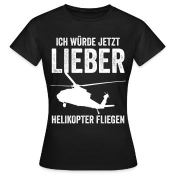 Helikopter Flugplatz - Frauen T-Shirt - Schwarz - Vorne - AI Model Female 172 dark (172cm)