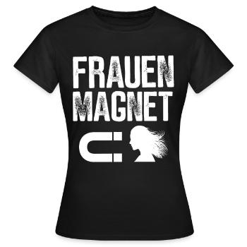 FRAUEN MAGNET GESCHENKIDEE LUSTIG MACHO - Frauen T-Shirt - Schwarz - Vorne - AI Model Female 172 dark (172cm)