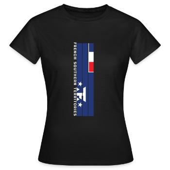 französische Südgebiete Landesfarbe in Streifen - Frauen T-Shirt - Schwarz - Vorne - AI Model Female 172 dark (172cm)