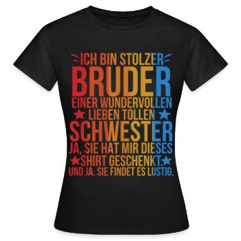 Vintage Bruder & Großer bruder und Schwester Stolz - Frauen T-Shirt - Schwarz - Vorne - AI Model Female 172 dark (172cm)